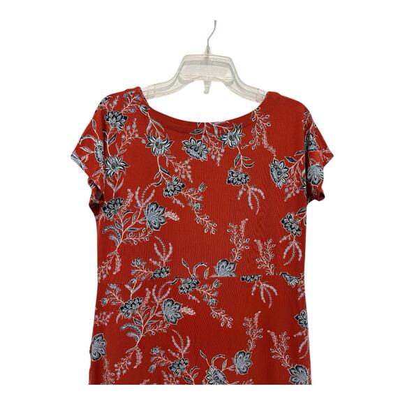 J Jill Wearever Collection Dress Women Small Red Blue White Floral Shift Pockets - Picture 6 of 13